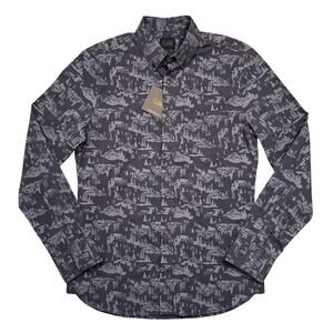 14th & Union Forest Bears Blue Two-Way Stretch Button Down Shirt Mens Size Small